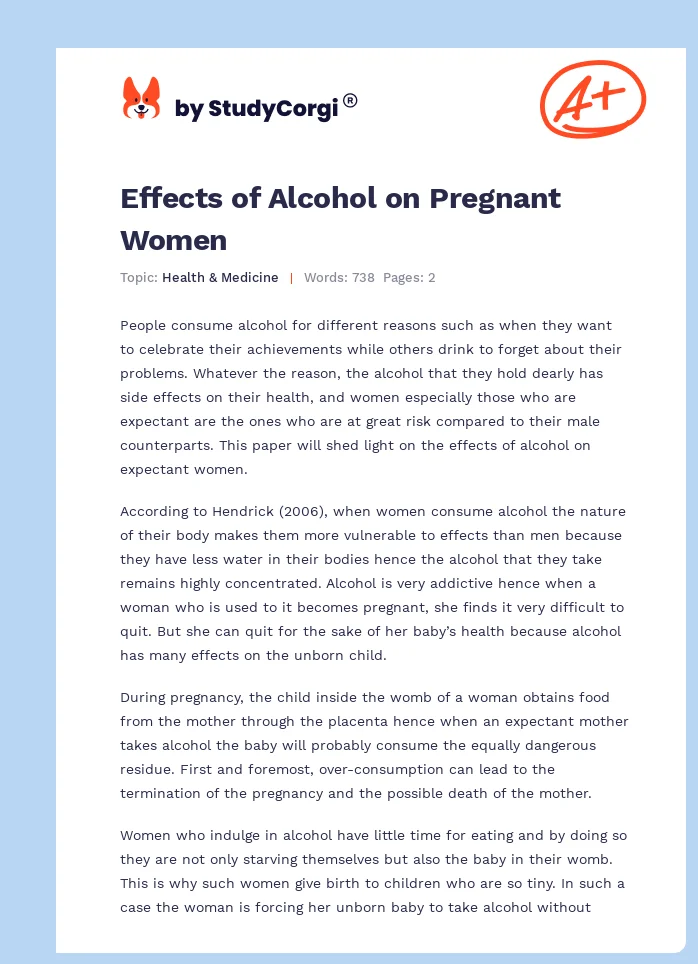 Effects of Alcohol on Pregnant Women. Page 1