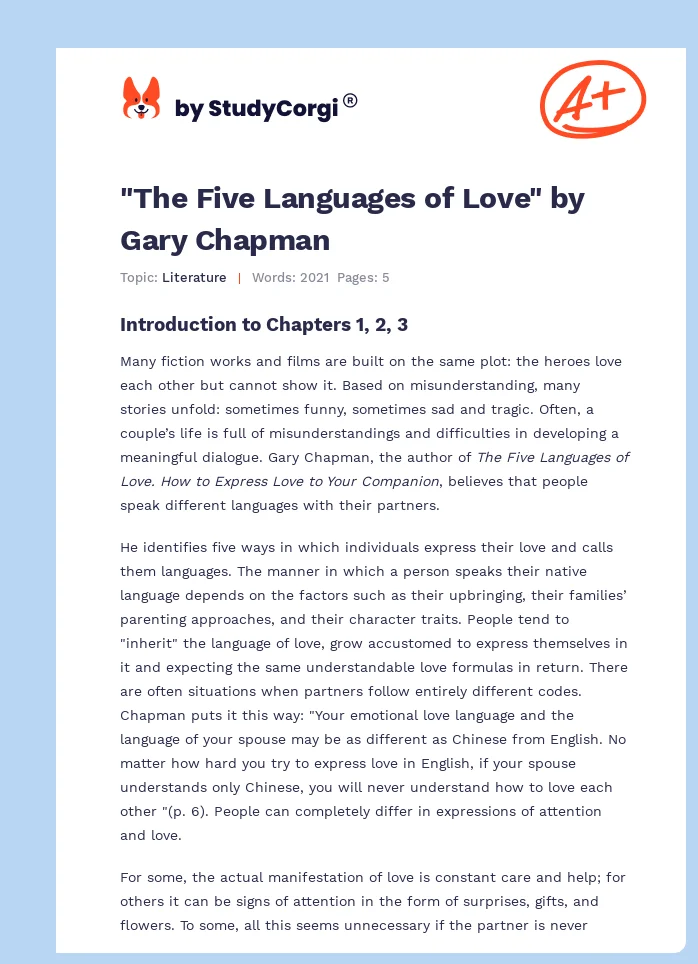 "The Five Languages of Love" by Gary Chapman. Page 1