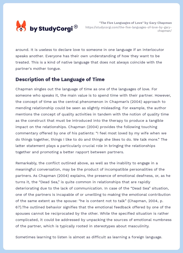 "The Five Languages of Love" by Gary Chapman. Page 2