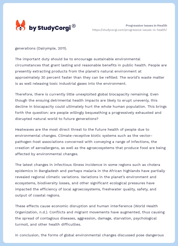 Progressive Issues in Health. Page 2