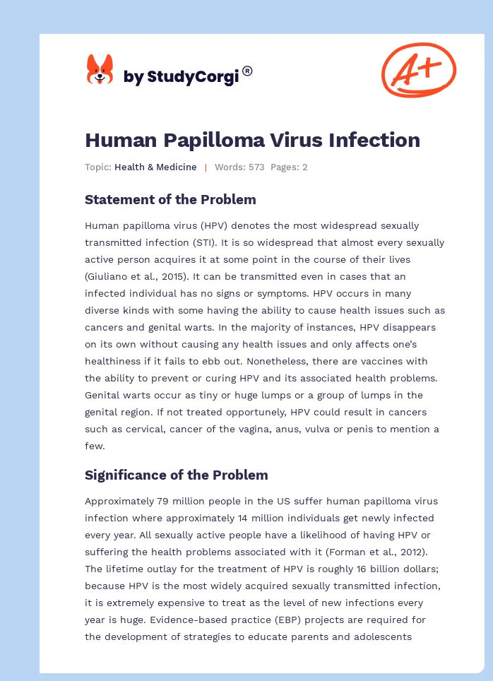 Human Papilloma Virus Infection. Page 1