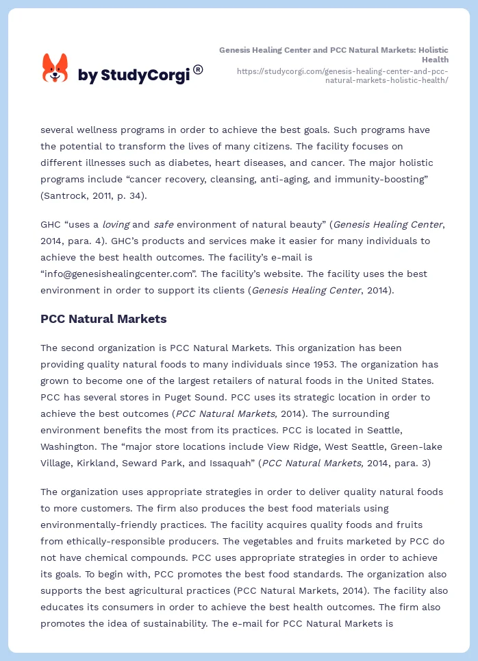 Genesis Healing Center and PCC Natural Markets: Holistic Health. Page 2