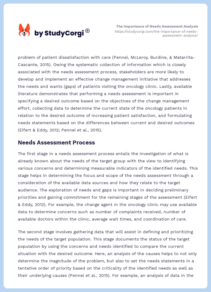 The Importance of Needs Assessment Analysis. Page 2