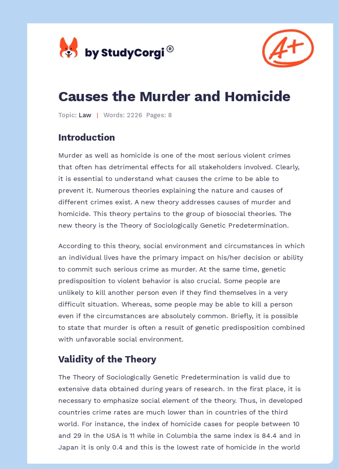 Causes the Murder and Homicide. Page 1