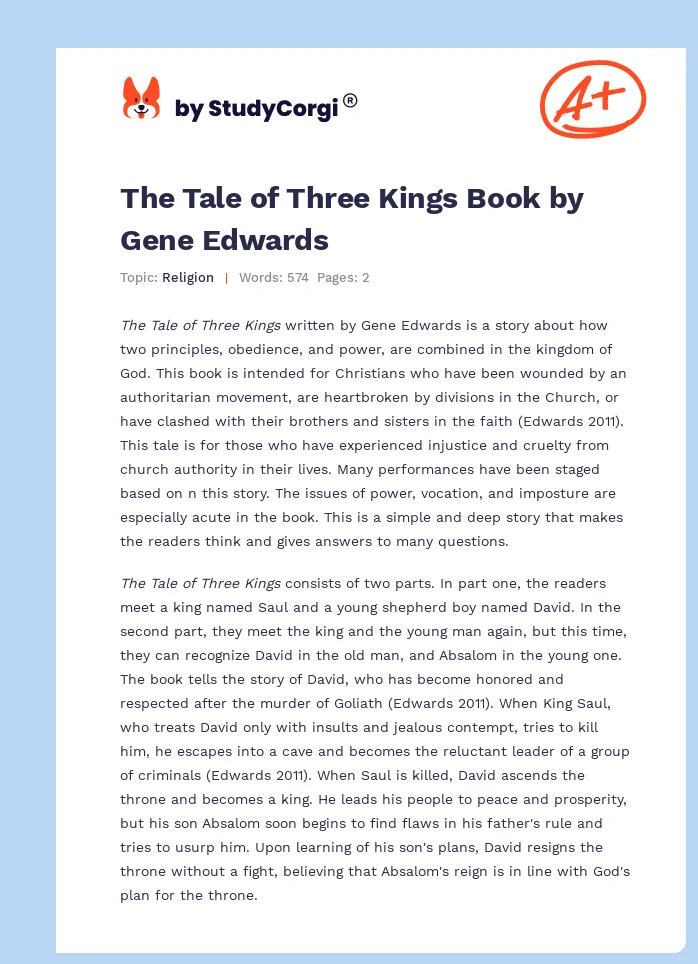 The Tale of Three Kings Book by Gene Edwards. Page 1