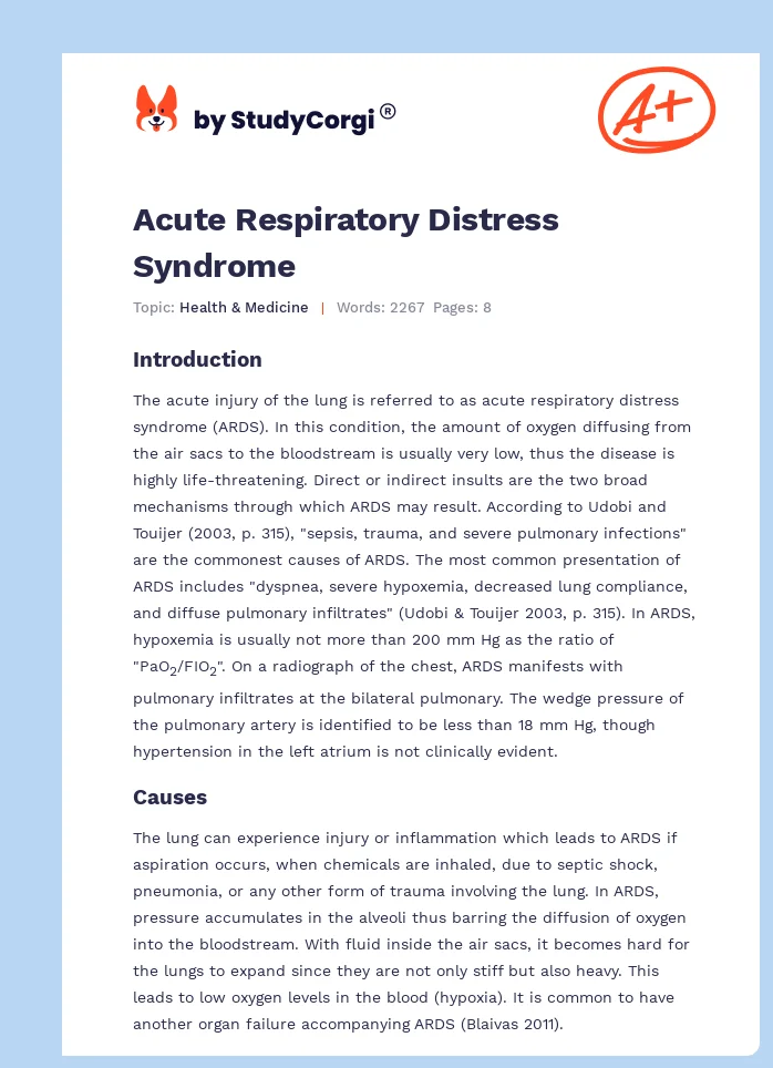 Acute Respiratory Distress Syndrome. Page 1