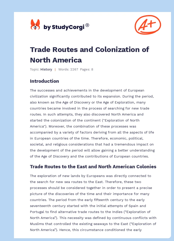 Trade Routes and Colonization of North America. Page 1