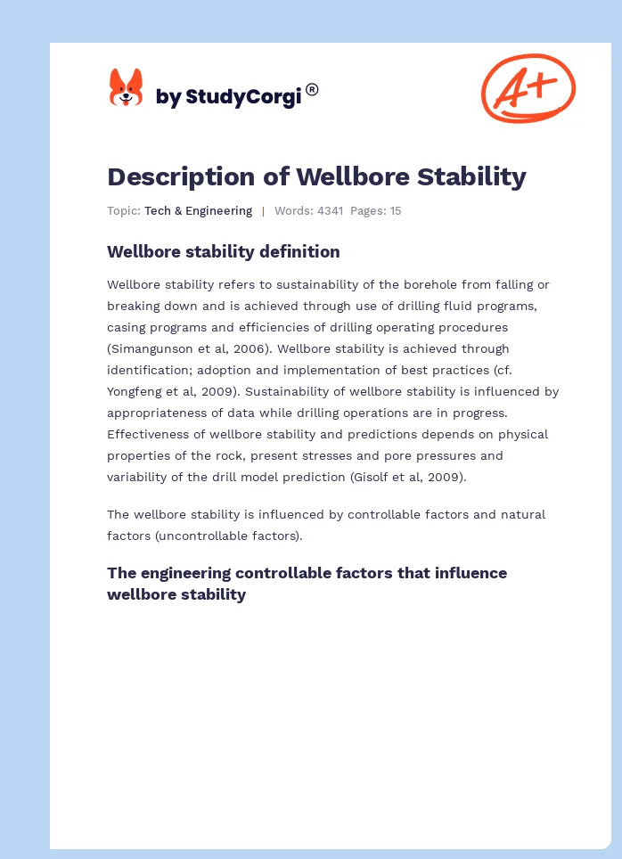 Description of Wellbore Stability. Page 1