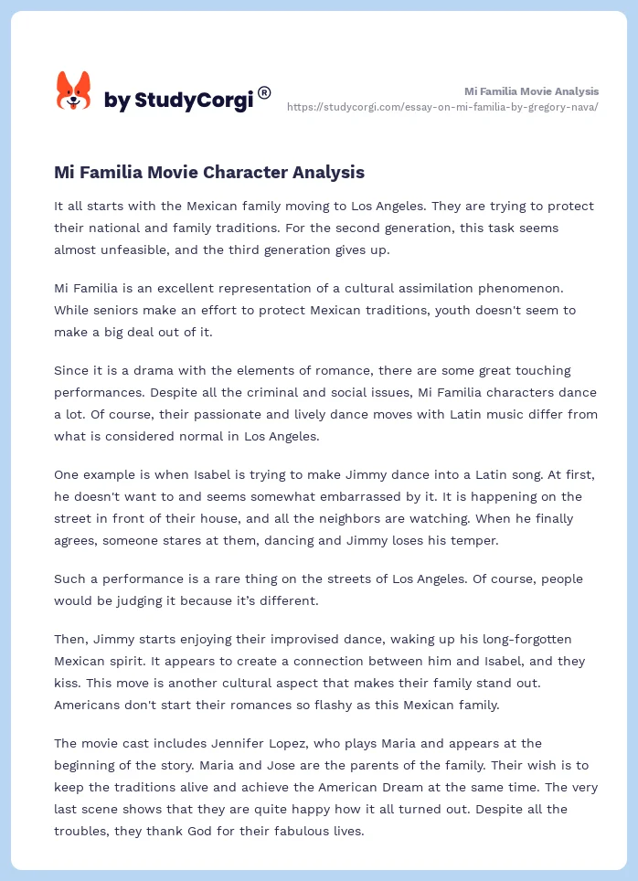 Mi Familia Movie Analysis. Page 2