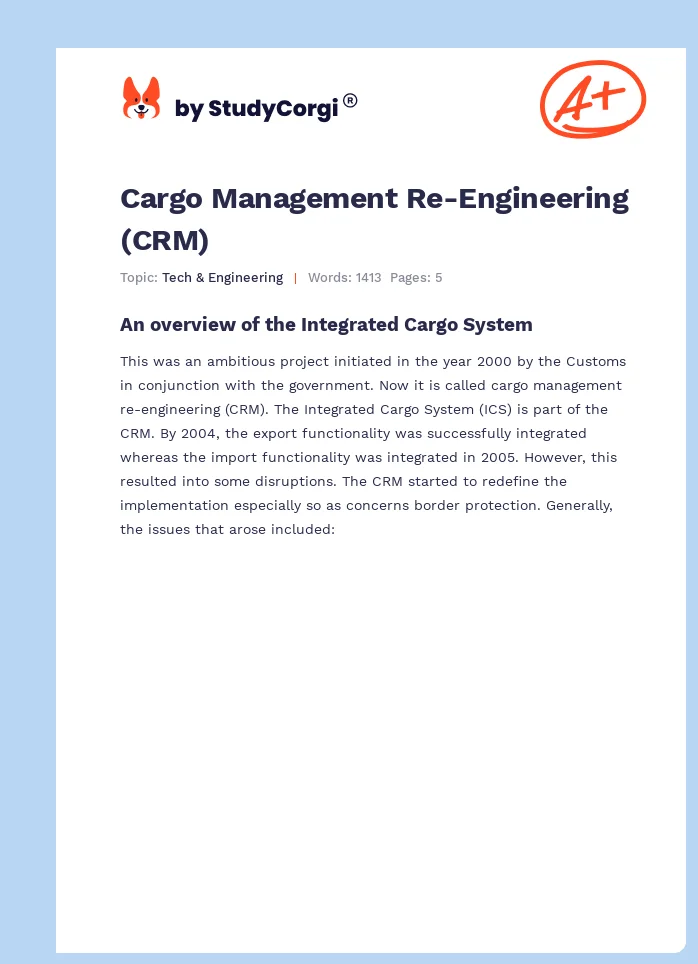 Cargo Management Re-Engineering (CRM). Page 1