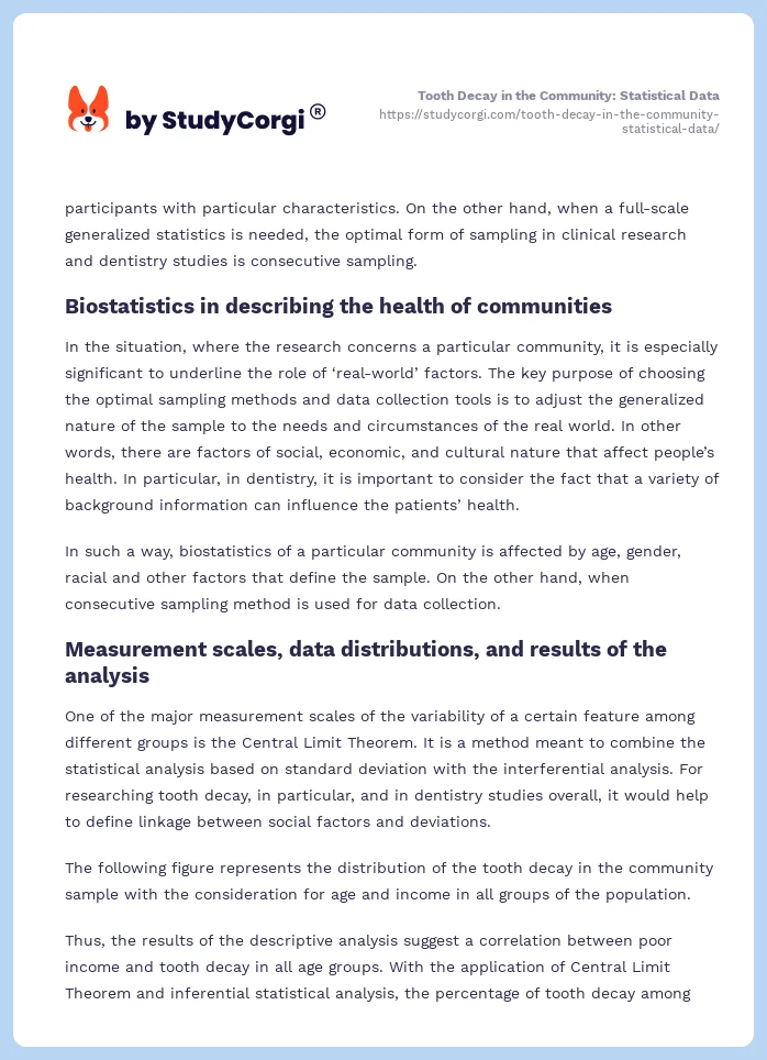 Tooth Decay in the Community: Statistical Data. Page 2