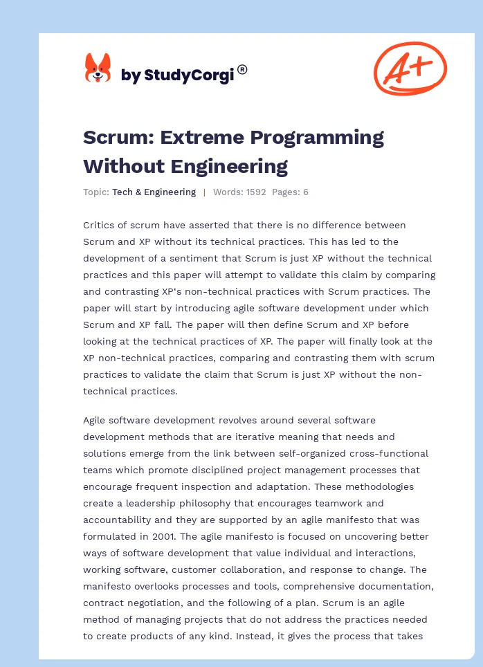 Scrum: Extreme Programming Without Engineering. Page 1