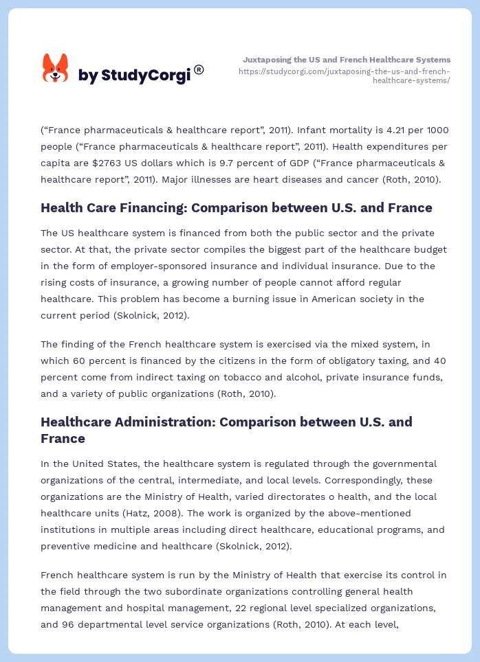 Juxtaposing the US and French Healthcare Systems. Page 2