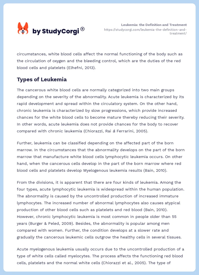 Leukemia: the Definition and Treatment. Page 2