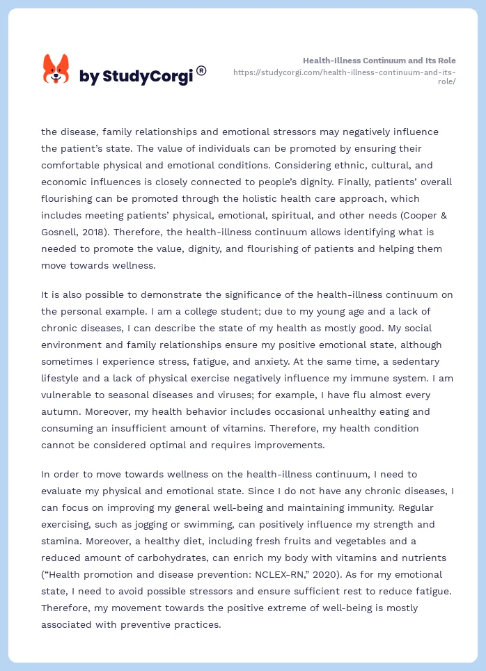 Health-Illness Continuum and Its Role. Page 2