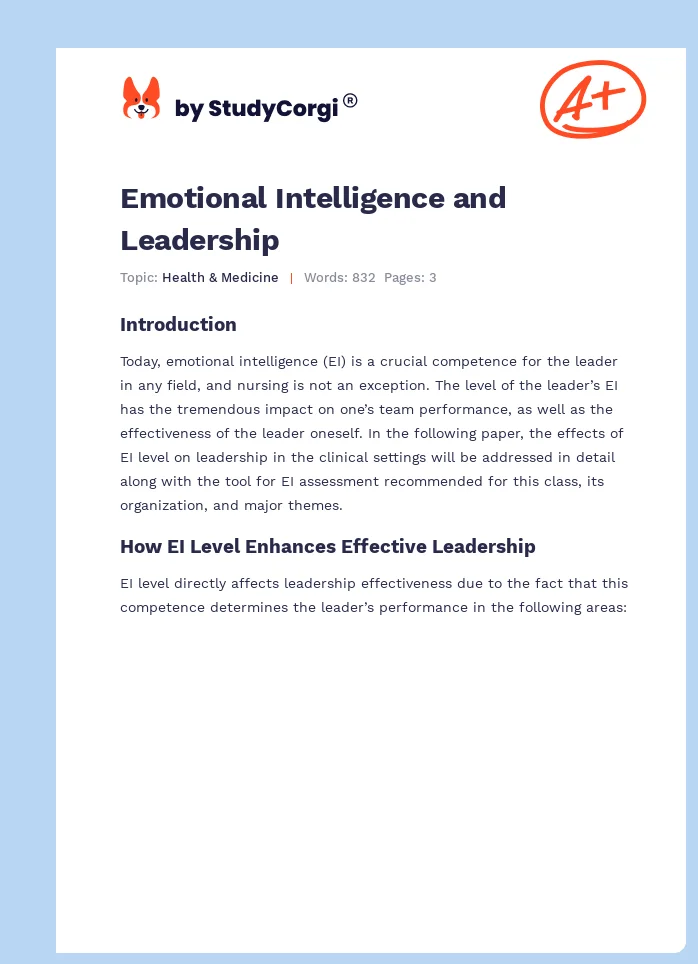 Emotional Intelligence and Leadership. Page 1