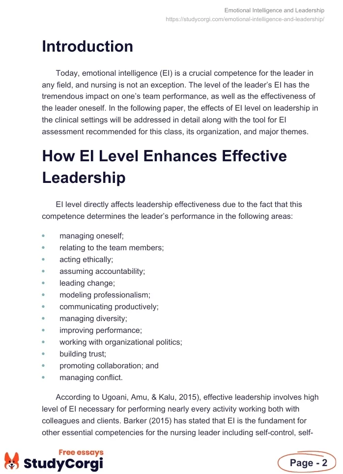 Emotional Intelligence and Leadership. Page 2