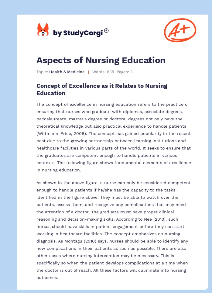 Aspects of Nursing Education. Page 1