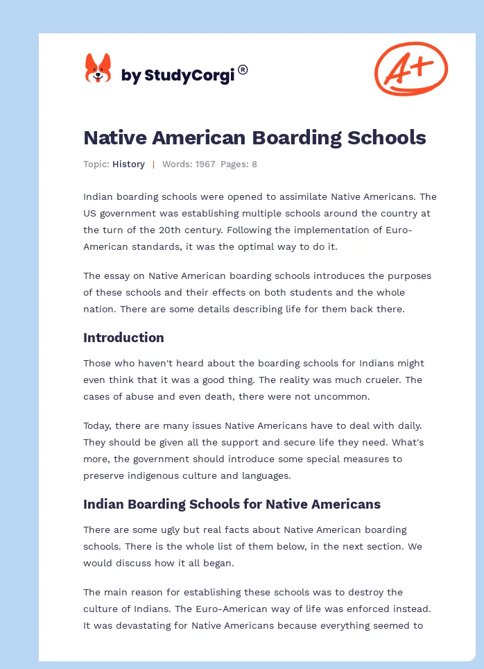 Native American Boarding Schools. Page 1