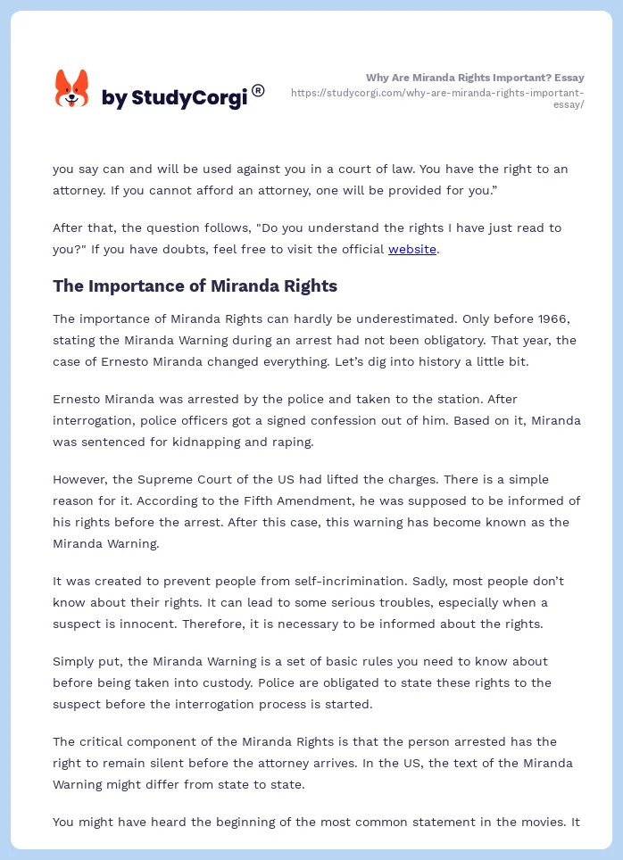 Why Are Miranda Rights Important? Essay. Page 2