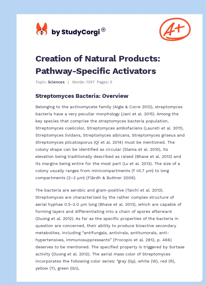 Creation of Natural Products: Pathway-Specific Activators. Page 1