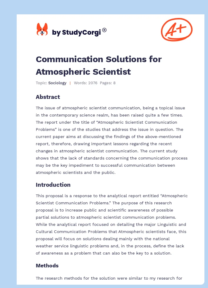 Communication Solutions for Atmospheric Scientist. Page 1
