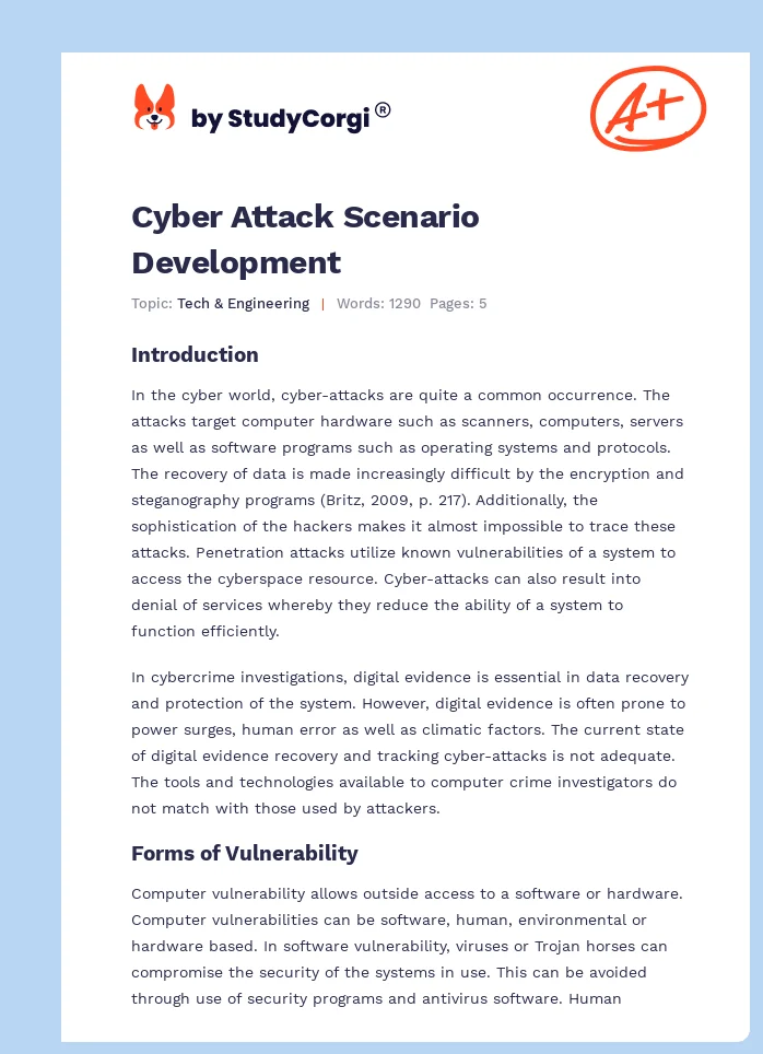 Cyber Attack Scenario Development. Page 1