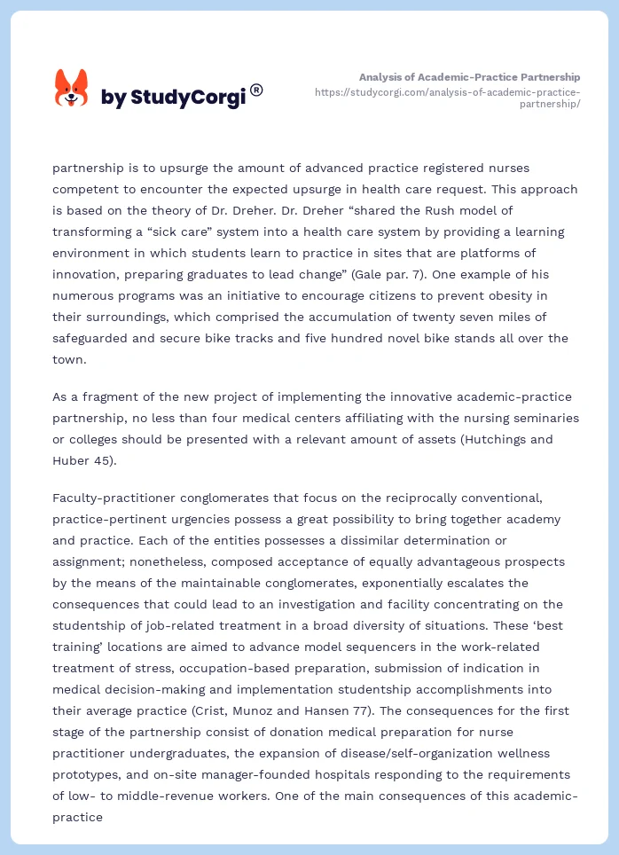 Analysis of Academic-Practice Partnership. Page 2
