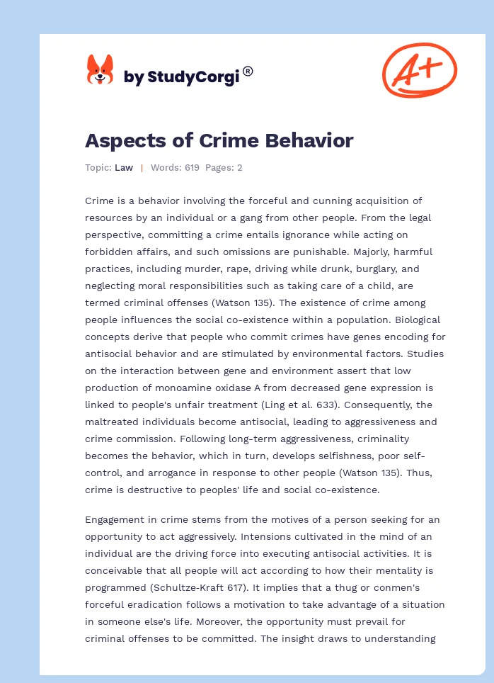 Aspects of Crime Behavior. Page 1