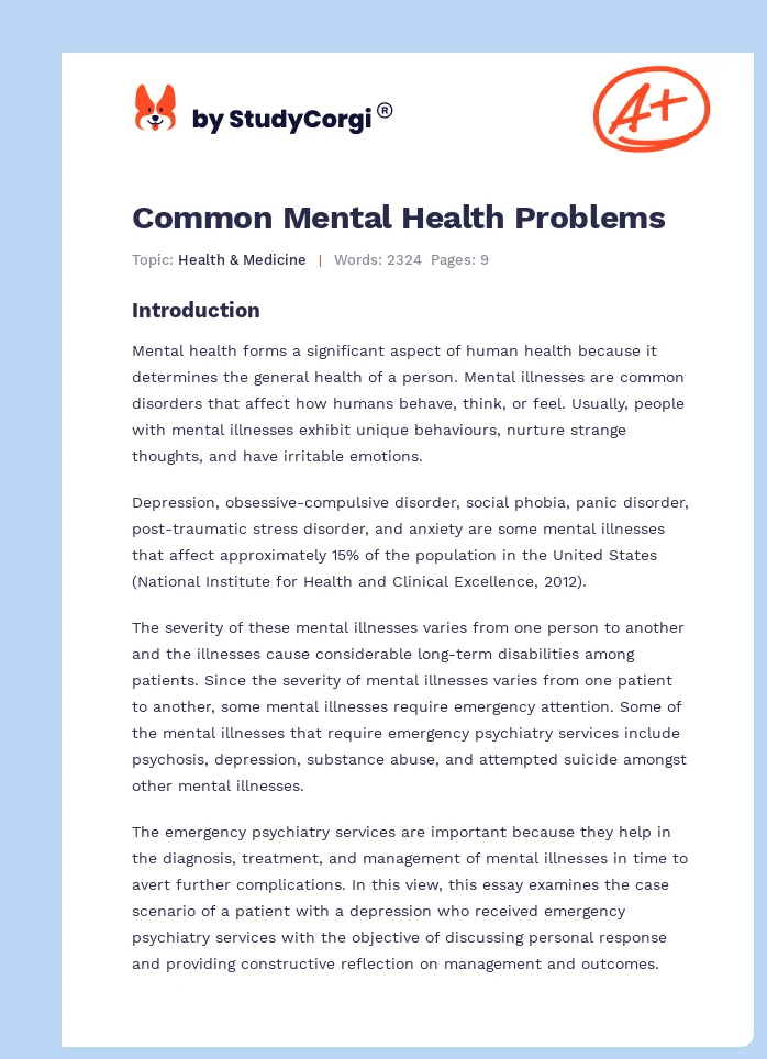 Common Mental Health Problems. Page 1