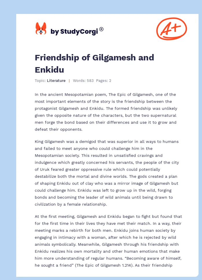 Friendship of Gilgamesh and Enkidu. Page 1