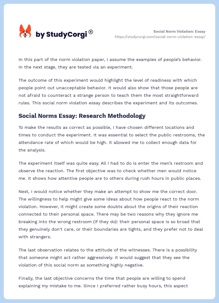 Social Norm Violation: Essay. Page 2