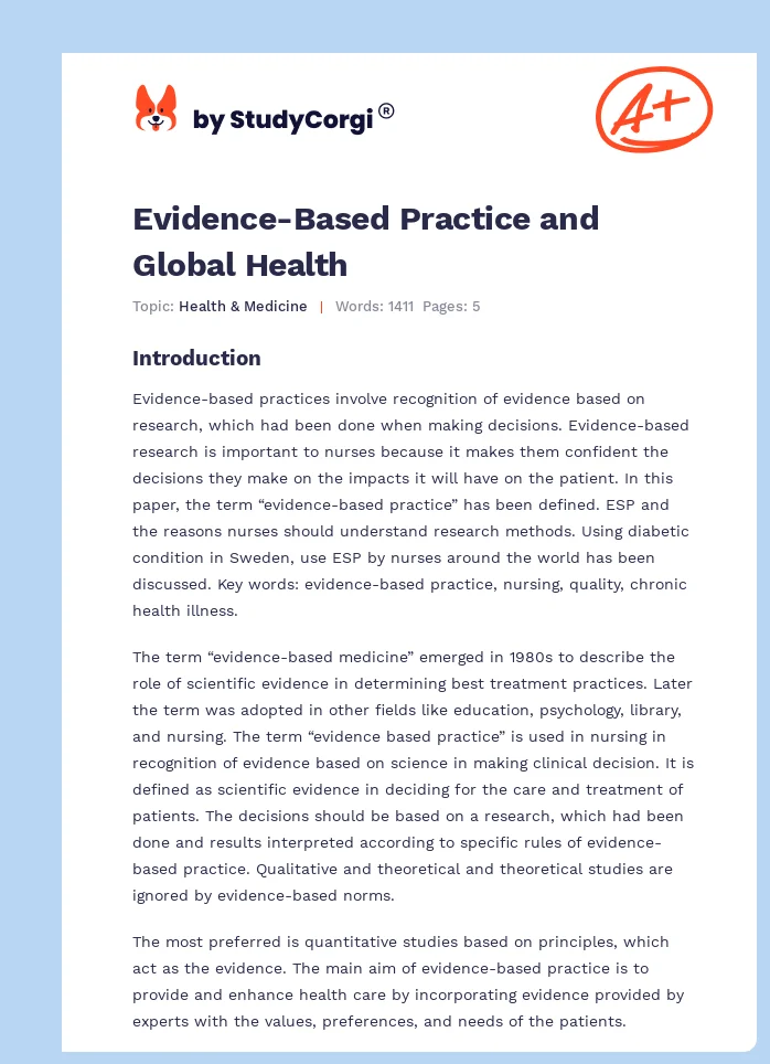 Evidence-Based Practice and Global Health. Page 1