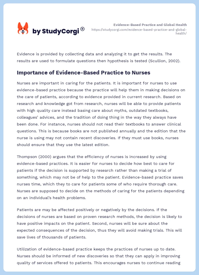 Evidence-Based Practice and Global Health. Page 2