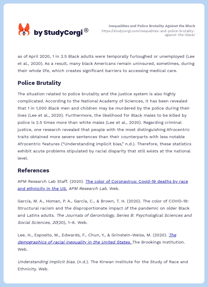 Inequalities and Police Brutality Against the Black. Page 2