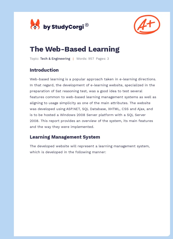 The Web-Based Learning. Page 1