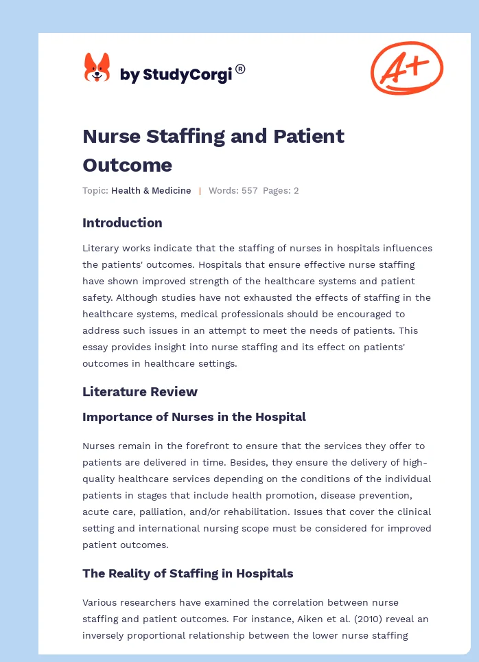 Nurse Staffing and Patient Outcome. Page 1