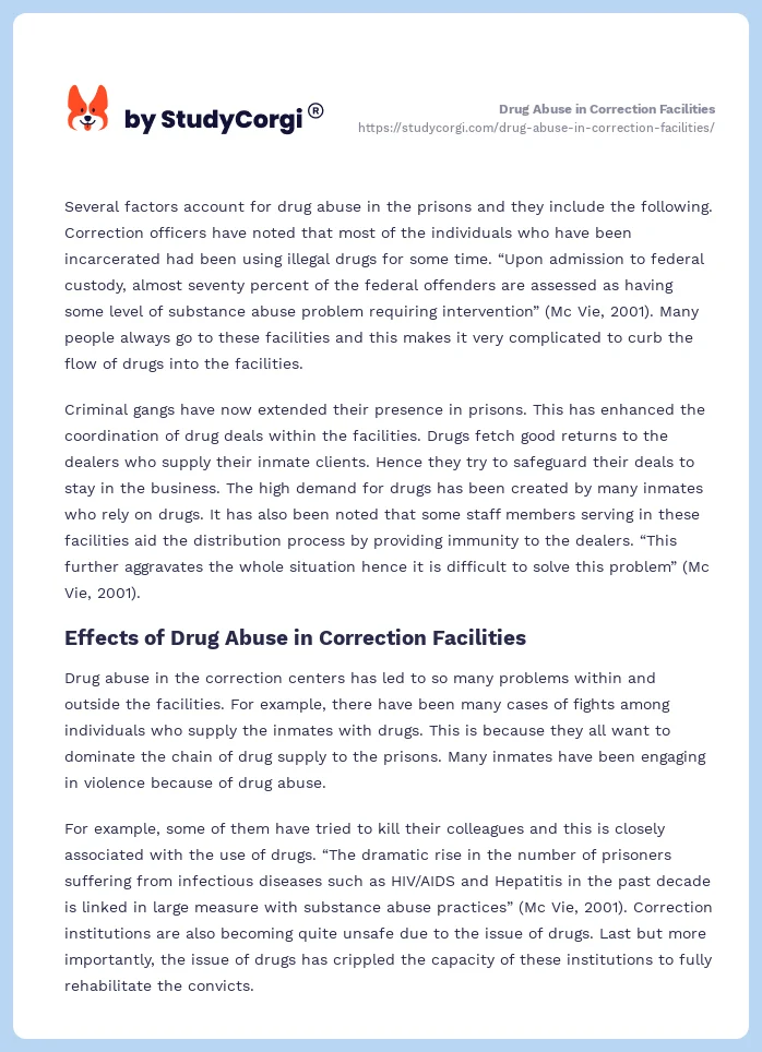 Drug Abuse in Correction Facilities. Page 2