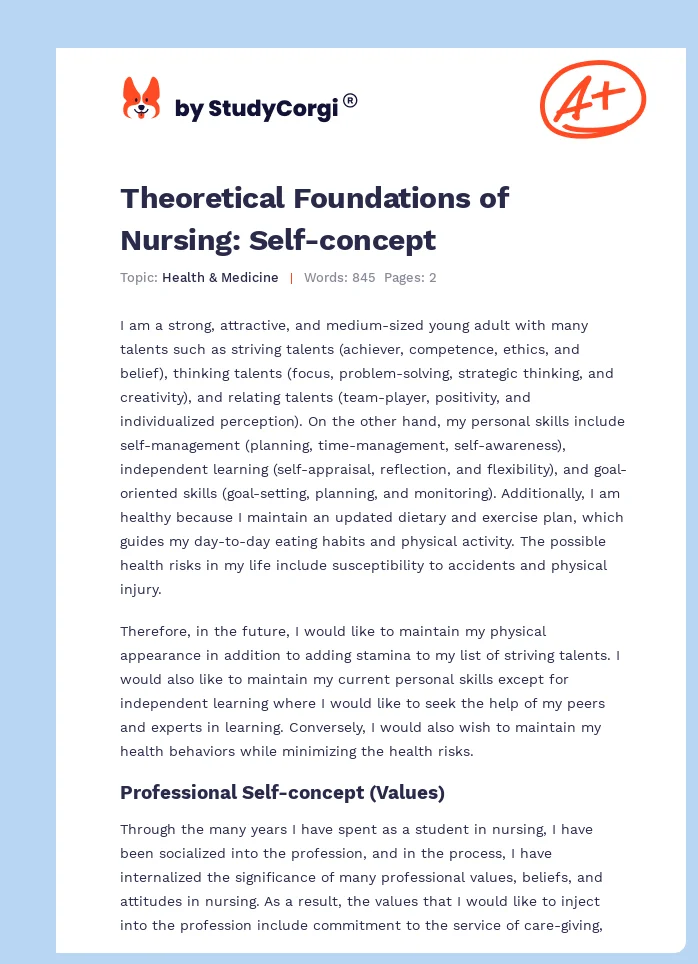 Theoretical Foundations of Nursing: Self-concept. Page 1