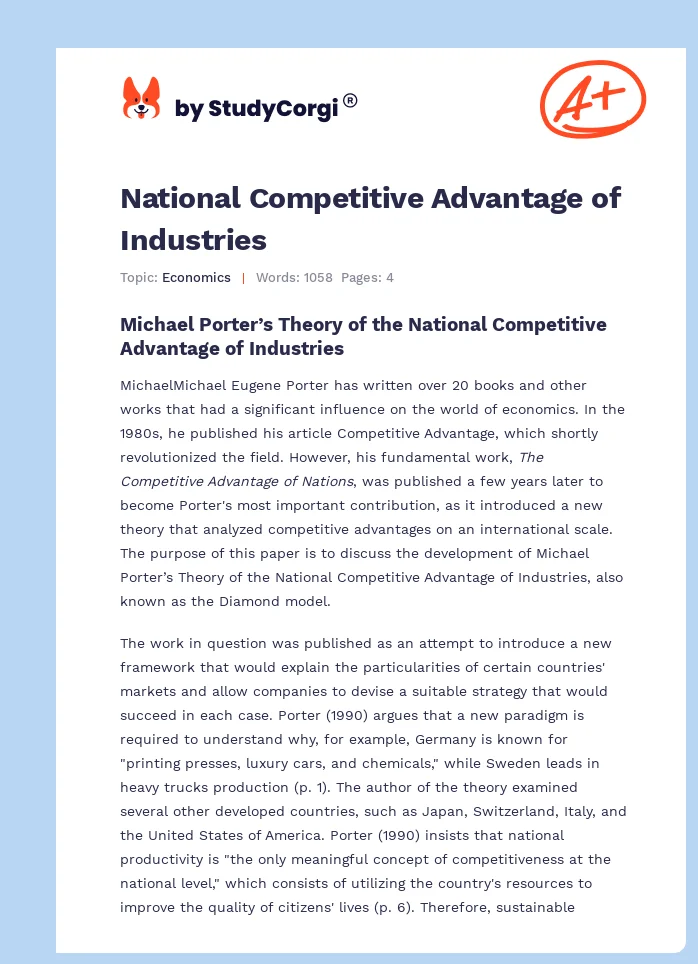 National Competitive Advantage of Industries. Page 1