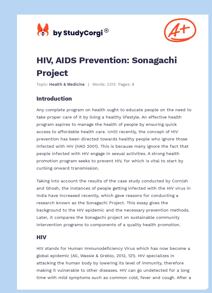 HIV, AIDS Prevention: Sonagachi Project. Page 1