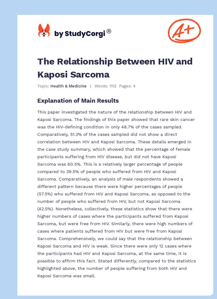 The Relationship Between HIV and Kaposi Sarcoma. Page 1