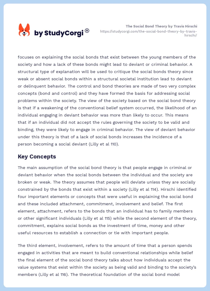 The Social Bond Theory by Travis Hirschi. Page 2