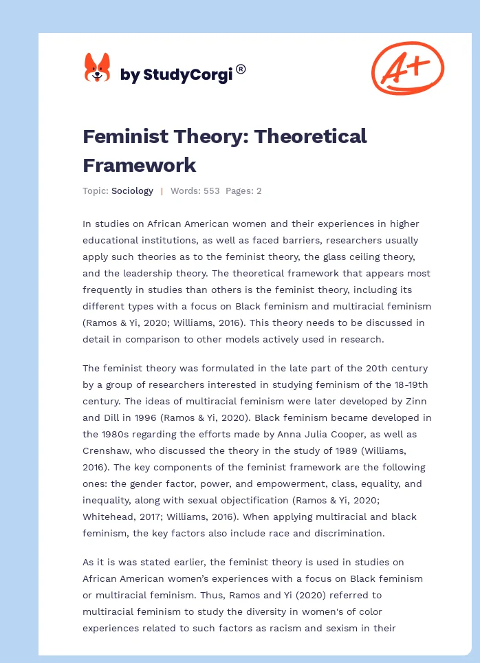 Feminist Theory: Theoretical Framework. Page 1