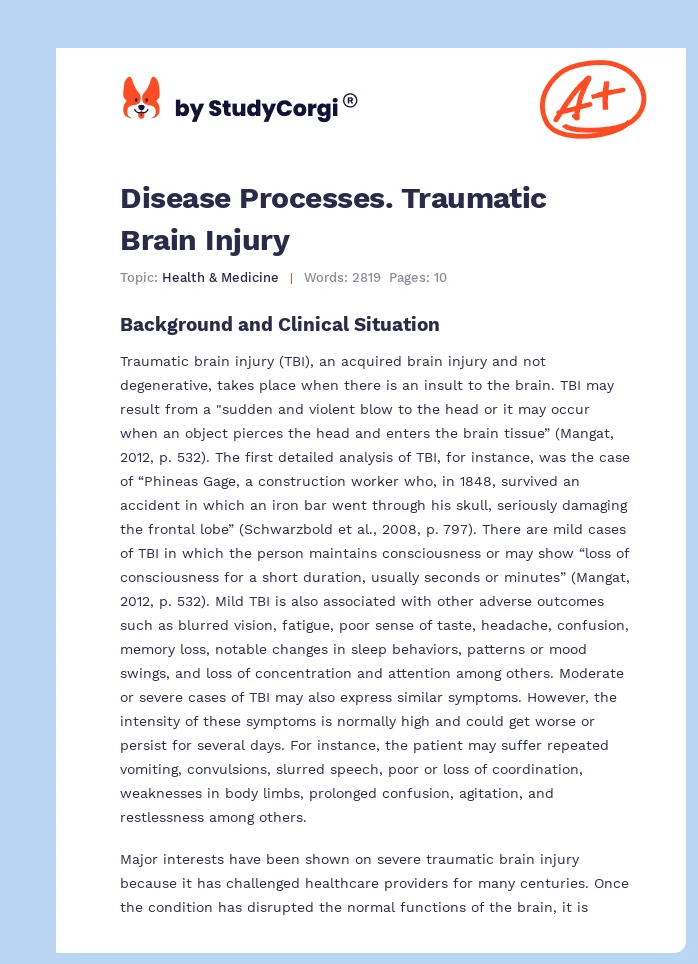 Disease Processes. Traumatic Brain Injury. Page 1