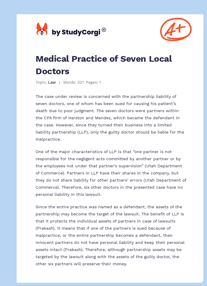 Medical Practice of Seven Local Doctors. Page 1