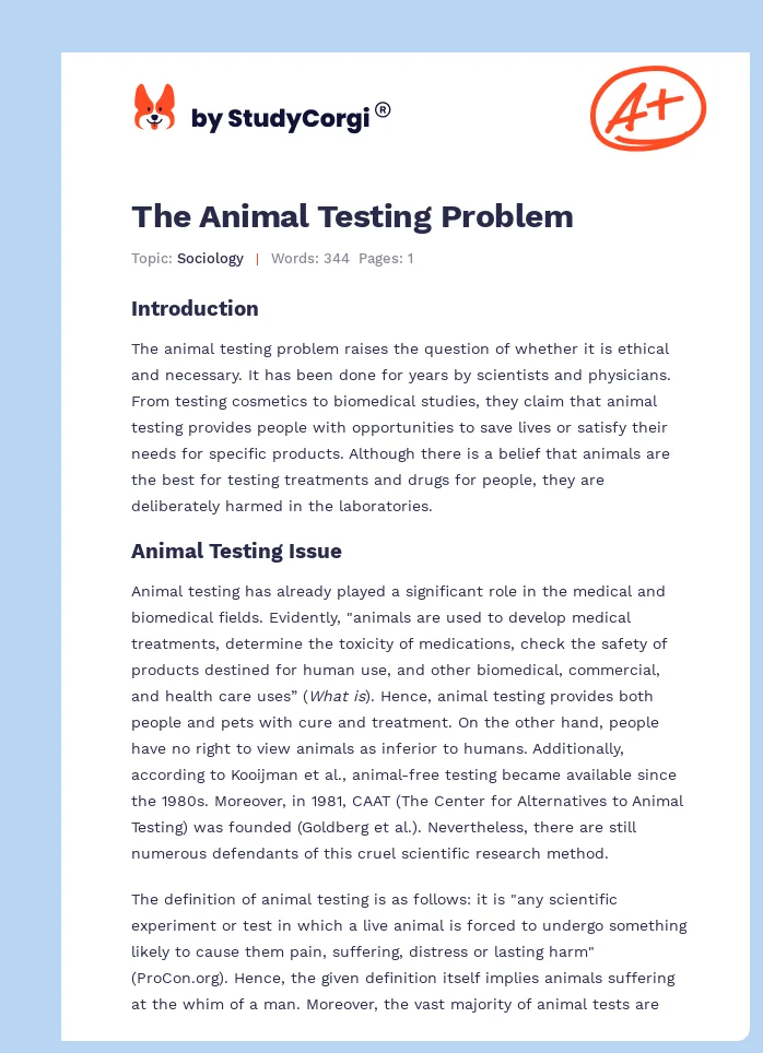 The Animal Testing Problem. Page 1
