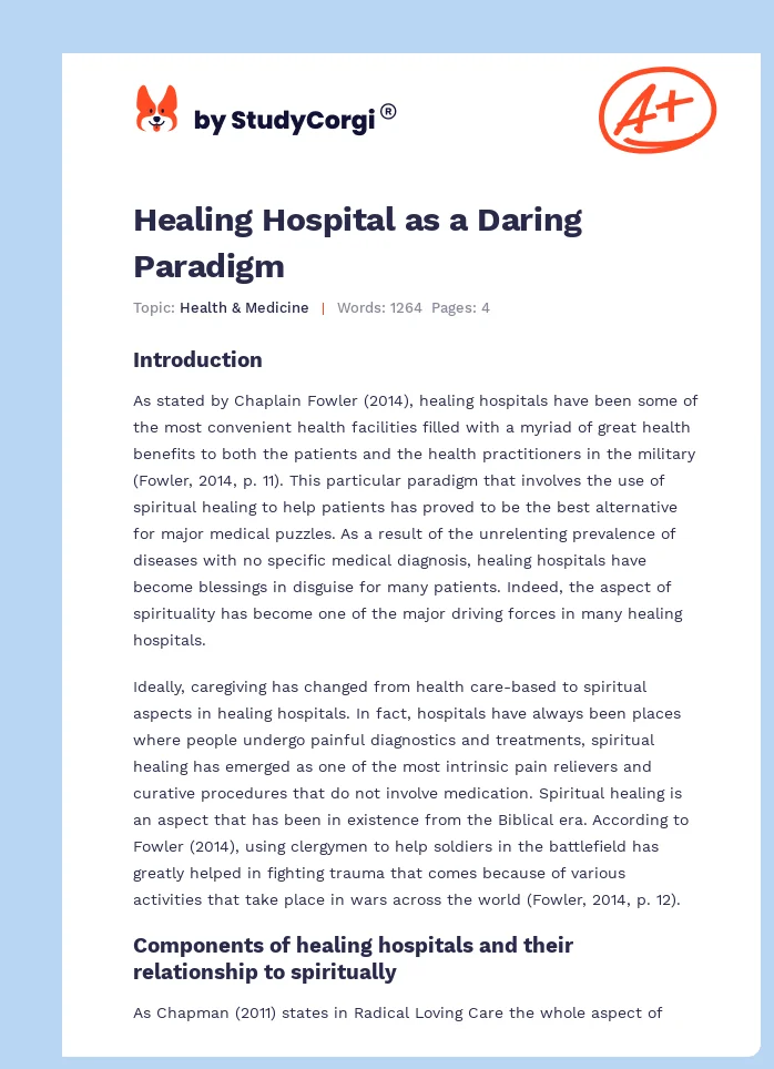 Healing Hospital as a Daring Paradigm. Page 1