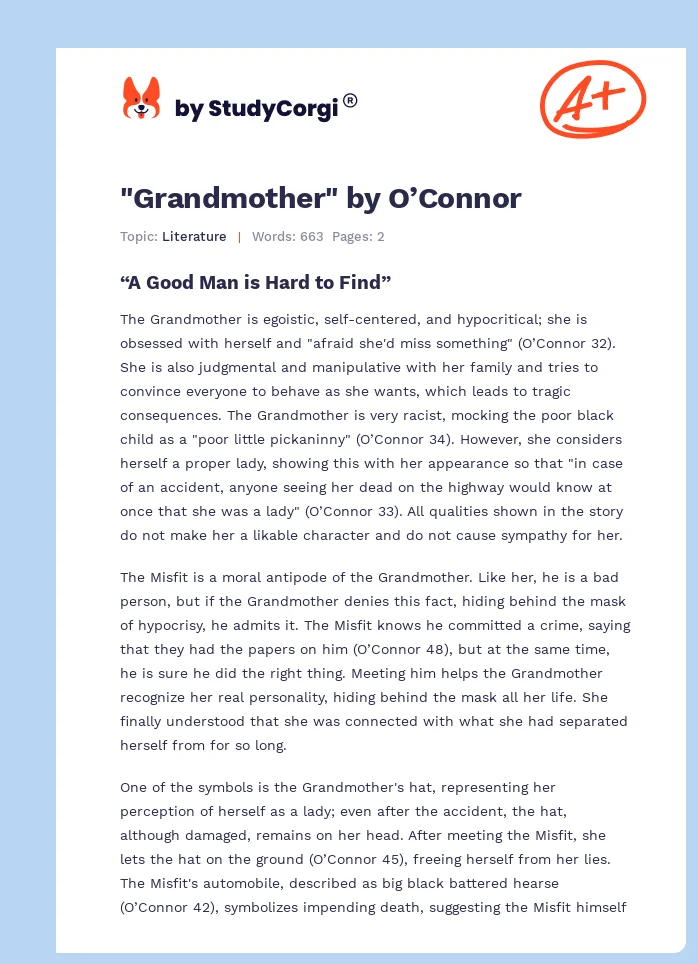 "Grandmother" by O’Connor. Page 1