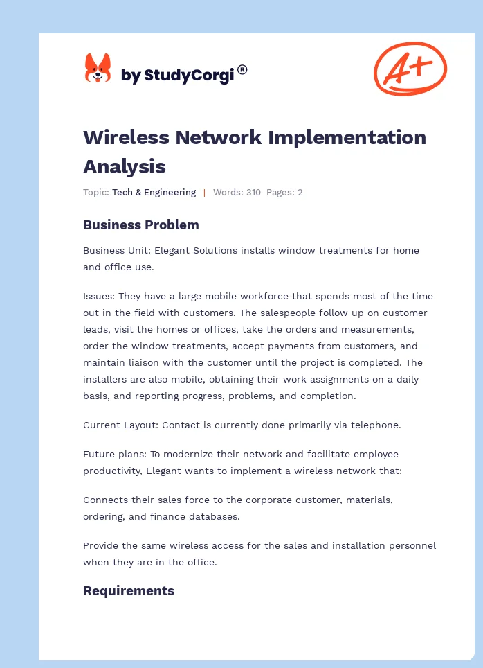Wireless Network Implementation Analysis. Page 1